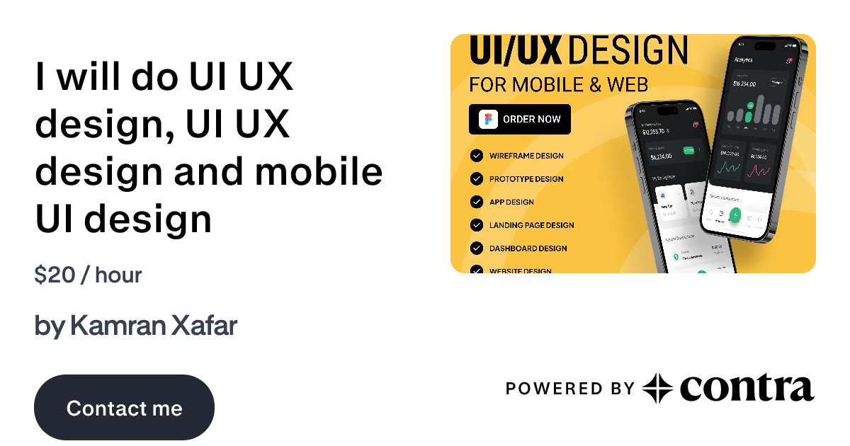 I will do UI UX design, UI UX design and mobile UI design by Kamran Xafar