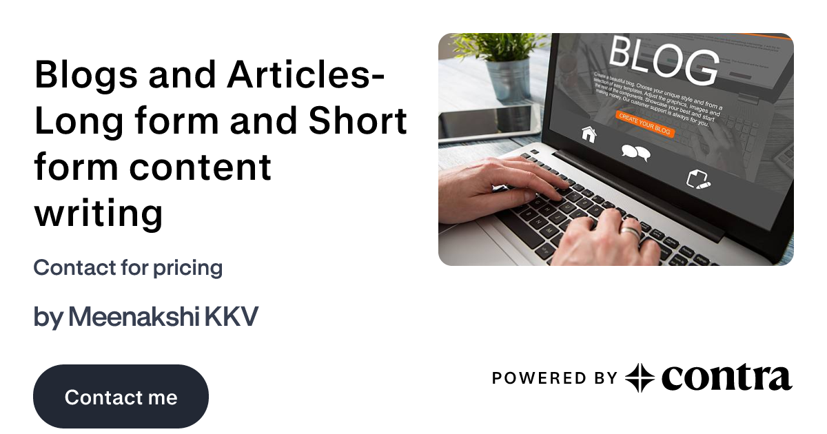 Writing Blogs and Articles - Monthly Package by Meenakshi KKV