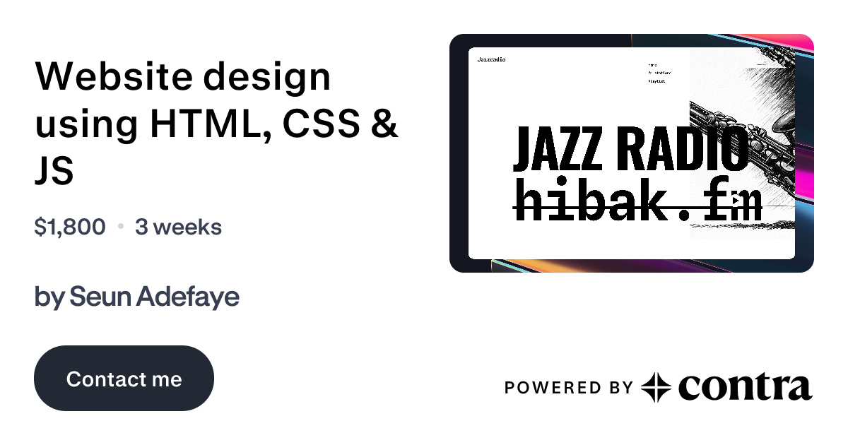 Website design using HTML, CSS & JS by Seun Adefaye
