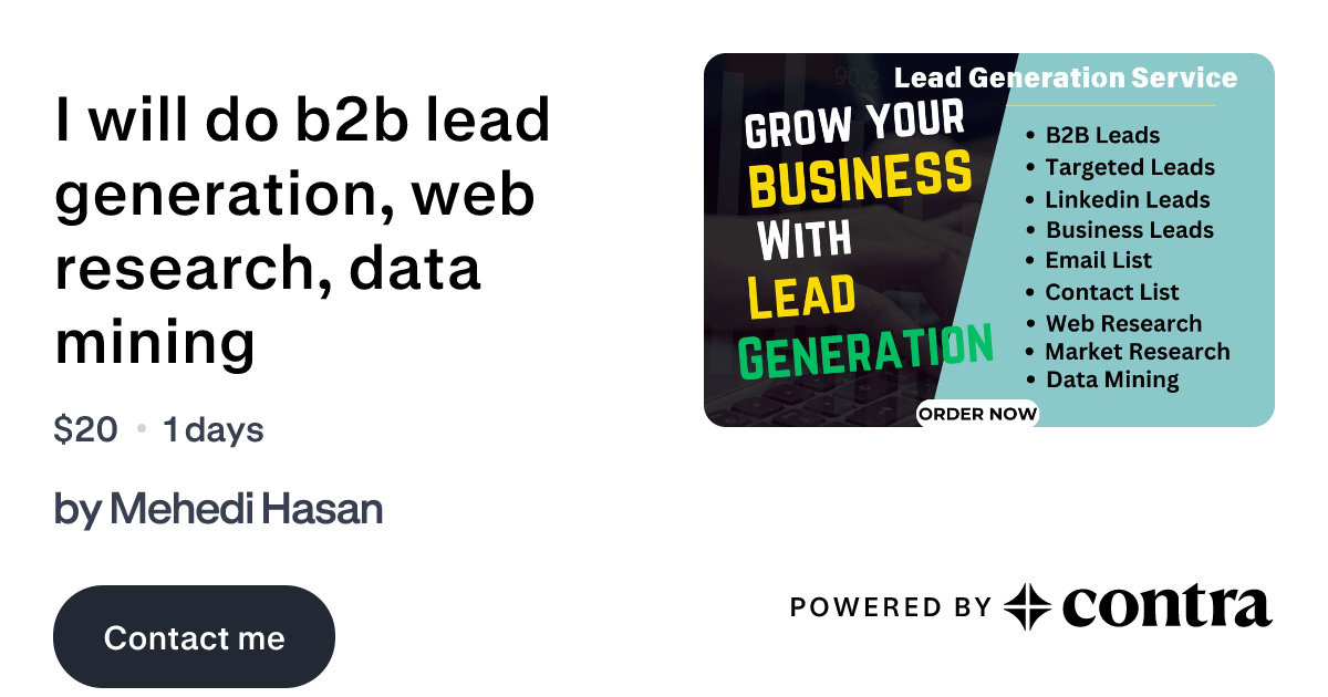 I will do b2b lead generation, web research, data mining by Mehedi Hasan