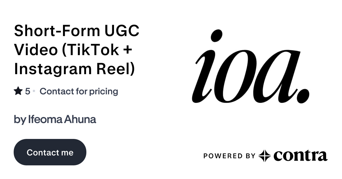 Short-Form UGC Video (TikTok + Instagram Reel) by Ifeoma Ahuna
