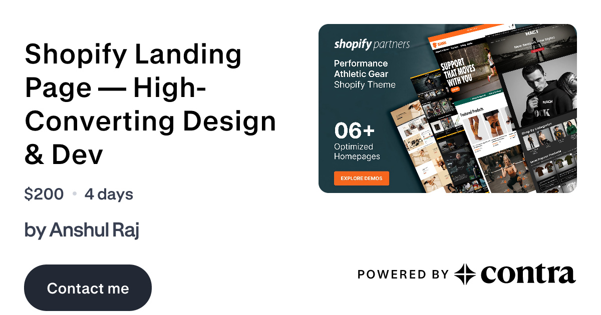 Shopify Landing Page — Design, Development & Ongoing Support by Anshul Raj