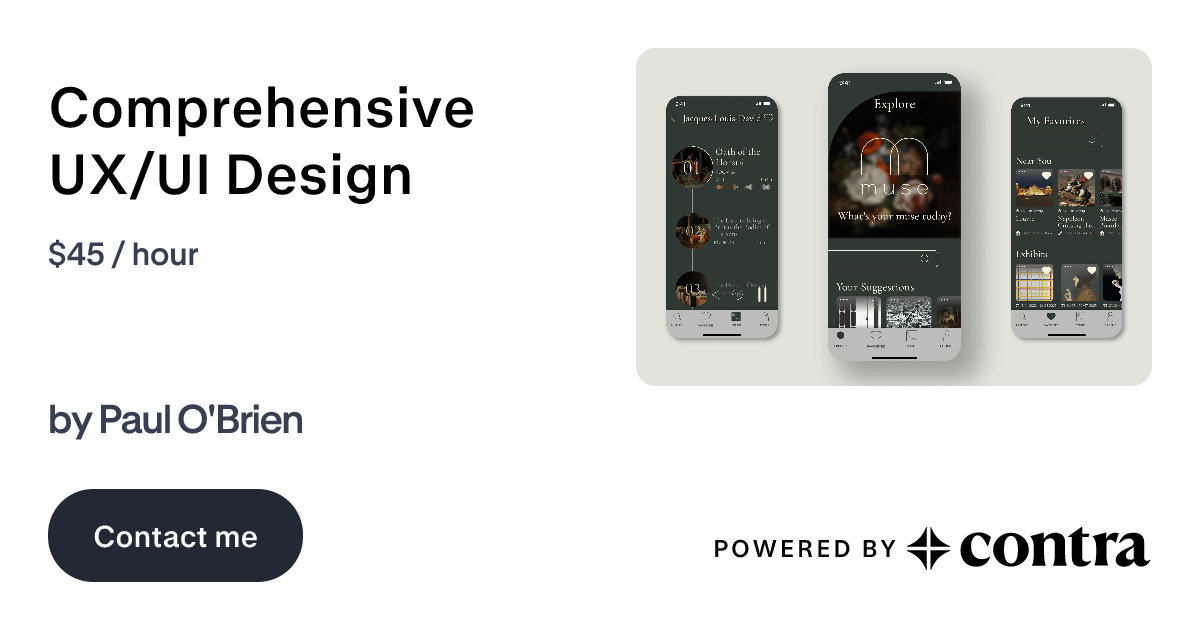 Comprehensive UX/UI Design by Paul O'Brien
