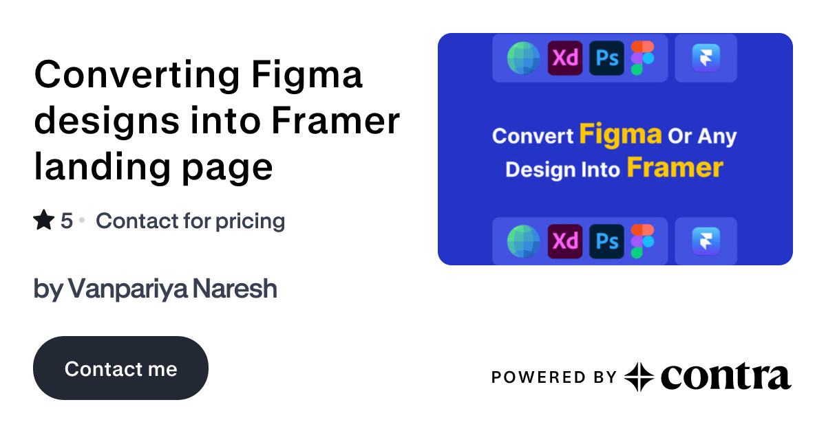 Converting Figma designs into Framer landing page by Vanpariya Naresh