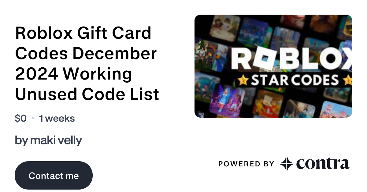 Roblox Gift Card Codes December 2024 Working Unused Code List by maki velly