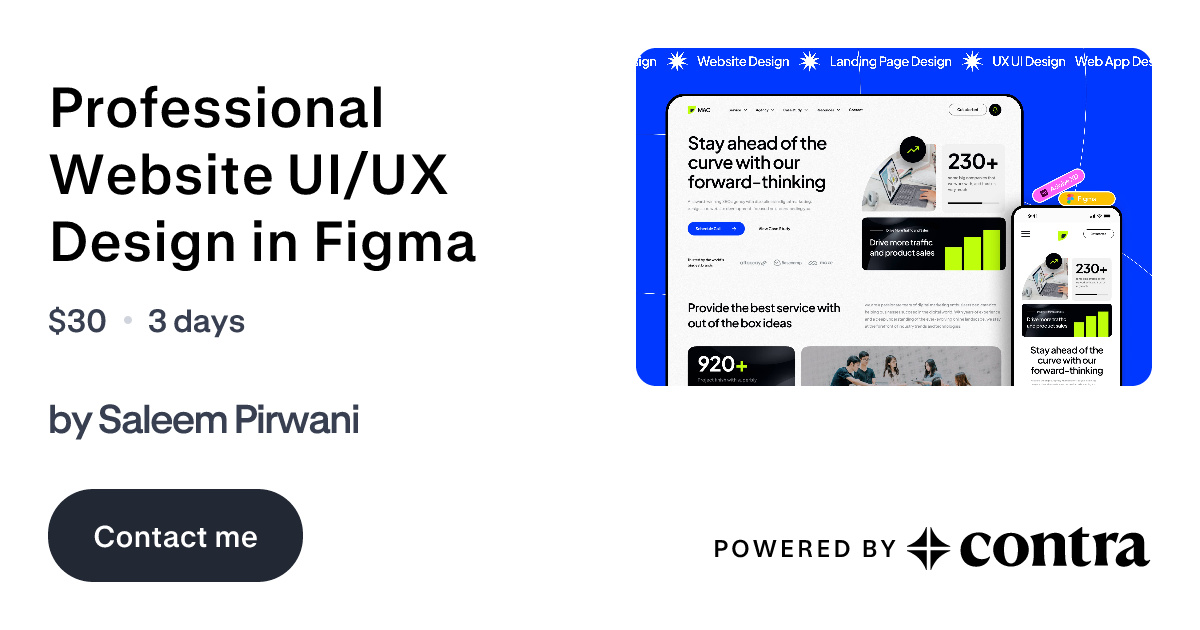 Professional Website UI/UX Design in Figma by Saleem Pirwani