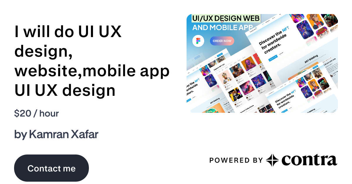I will do UI UX design, website,mobile app UI UX design by Kamran Xafar