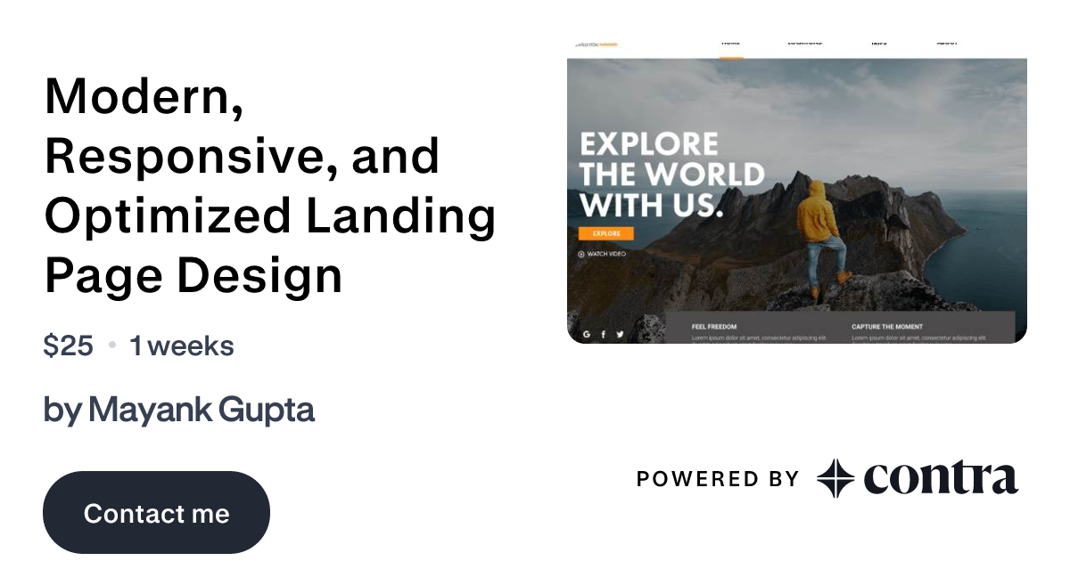 Modern, Responsive, and Optimized Landing Page Design by Mayank Gupta