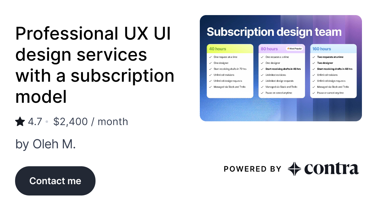 Professional UX UI design services with a subscription model by Nexa Design