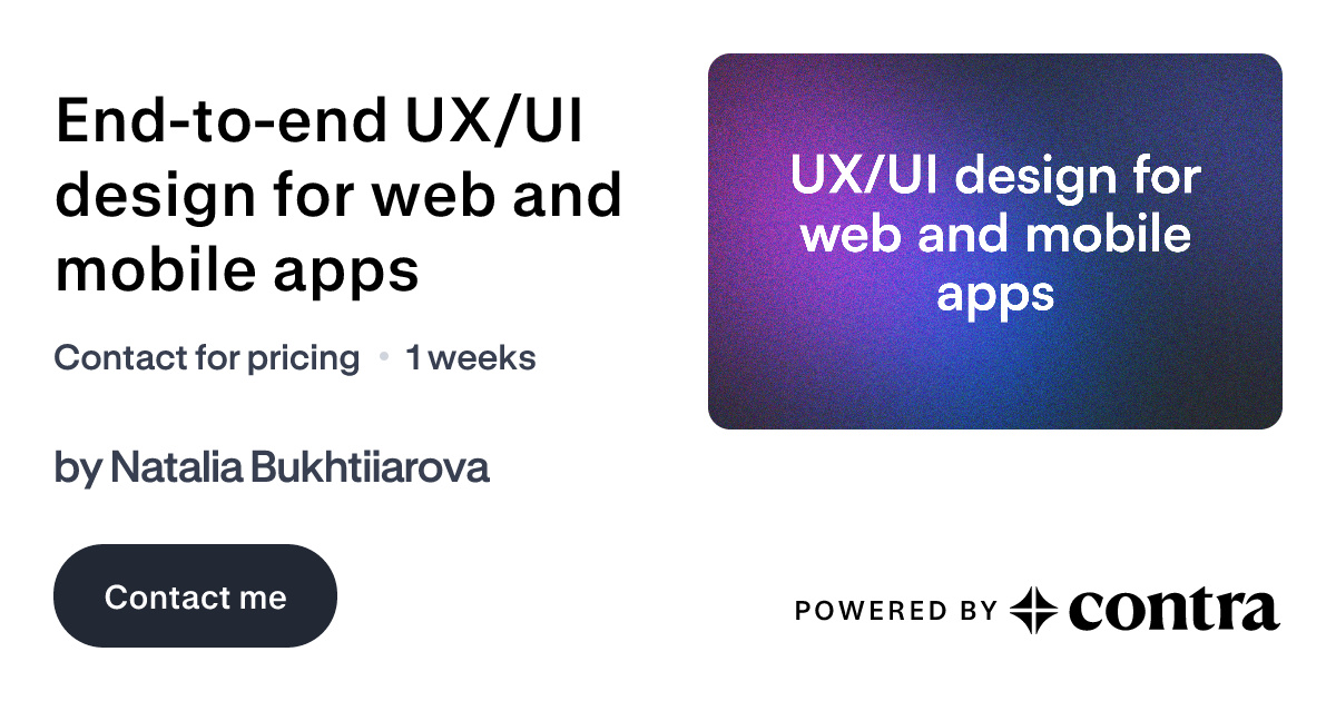 End-to-end UX/UI design for web and mobile apps by Natalia Bukhtiiarova