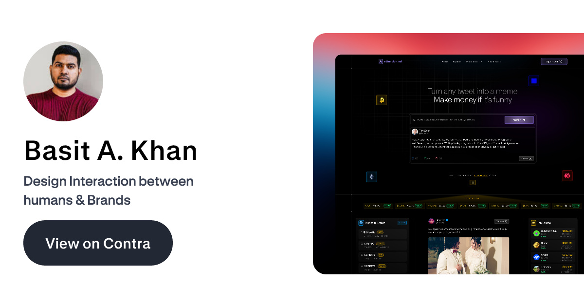 Basit A. Khan - Framer Designer | Contra