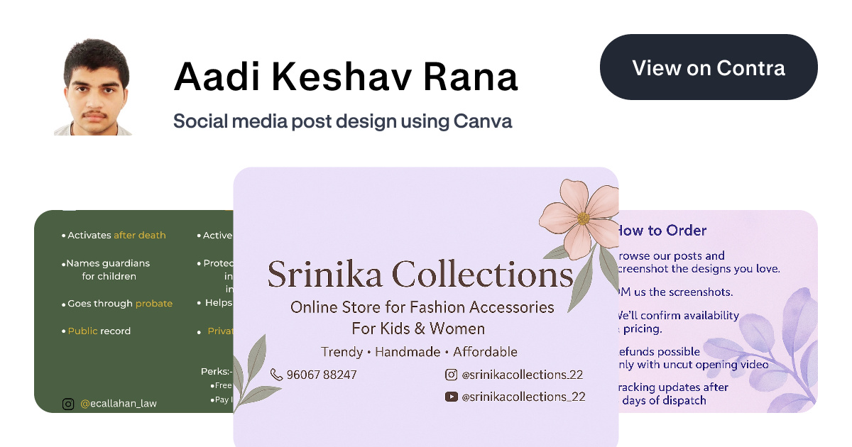 Aadi Keshav Rana's Work | Contra