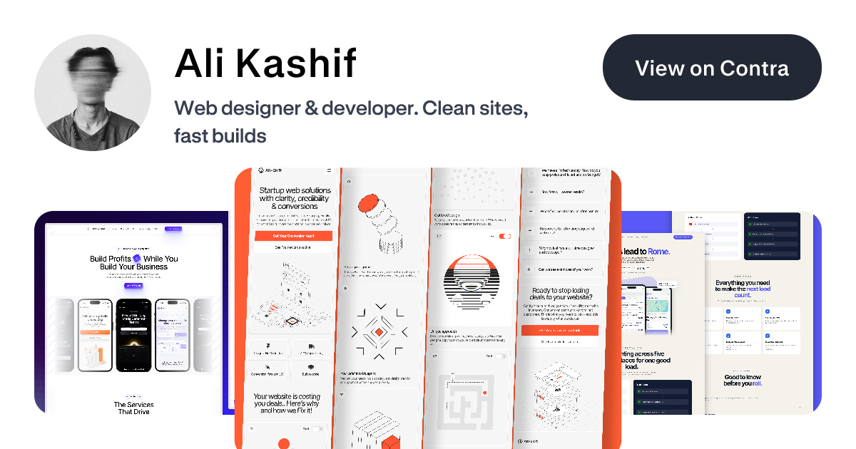Ali Kashif - Building websites that your startup’s growth demands | Contra