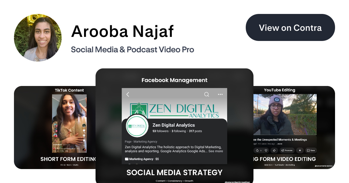 Arooba Najaf - Social Media Manager | Contra