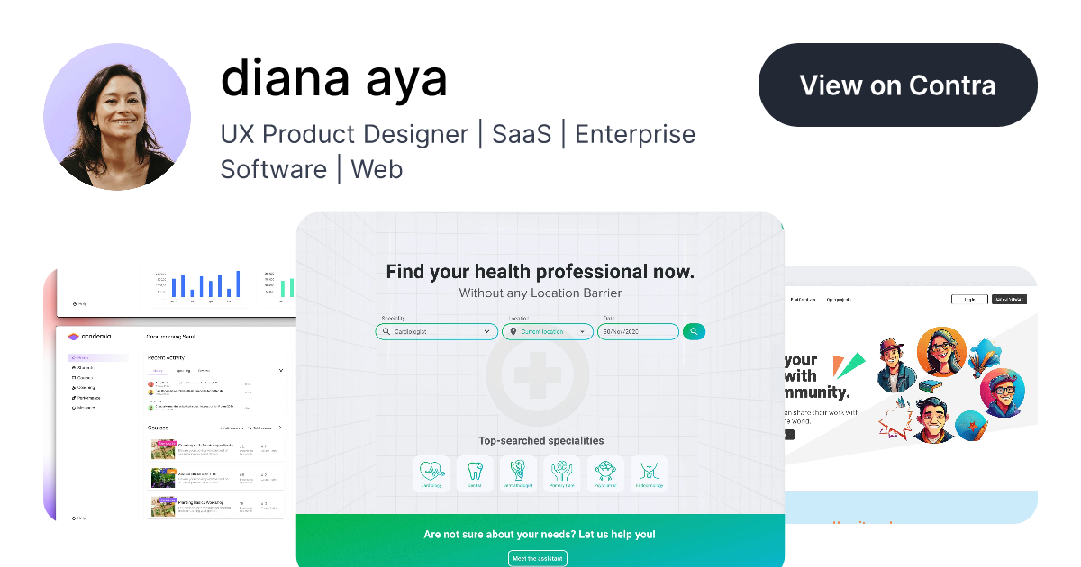 diana aya on Contra | Product Designer & UX Consultant