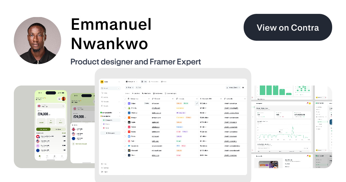 Emmanuel Nwankwo - Framer Designer | Contra