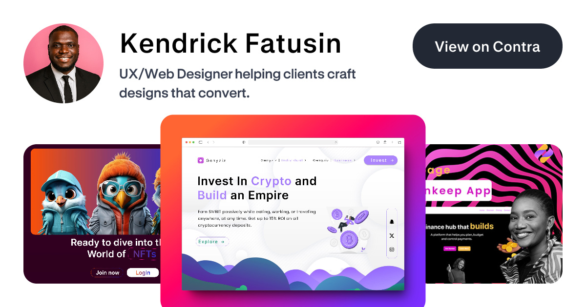 Kendrick Fatusin - Framer Designer | Contra
