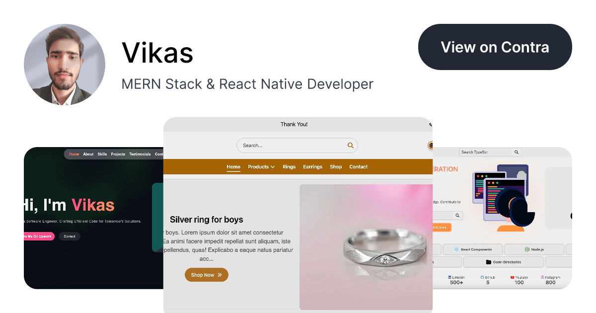 Vikas On Contra Mern Stack React Native Developer