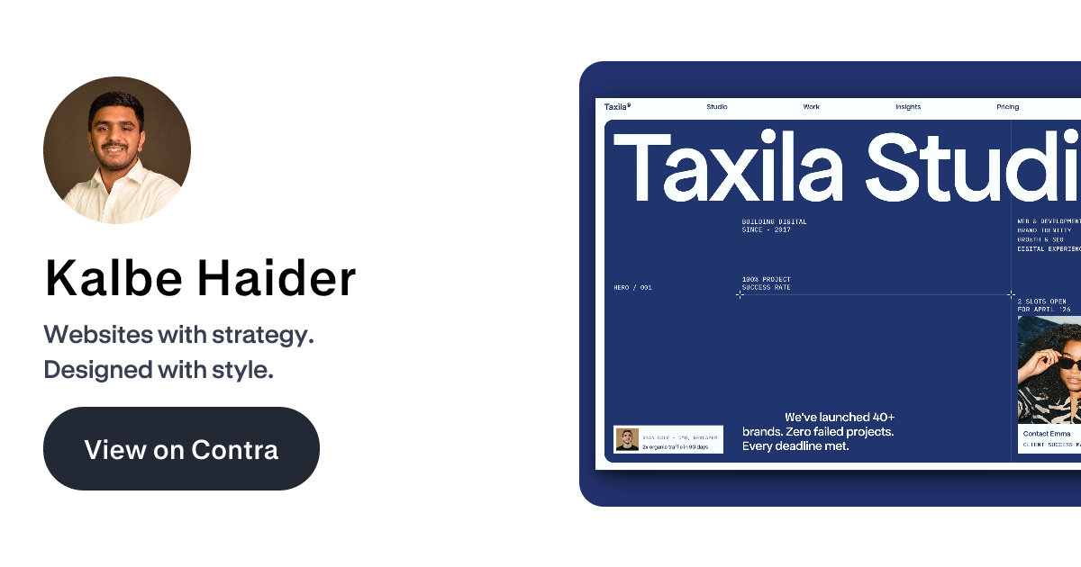 Kalbe Haider's Services | Contra