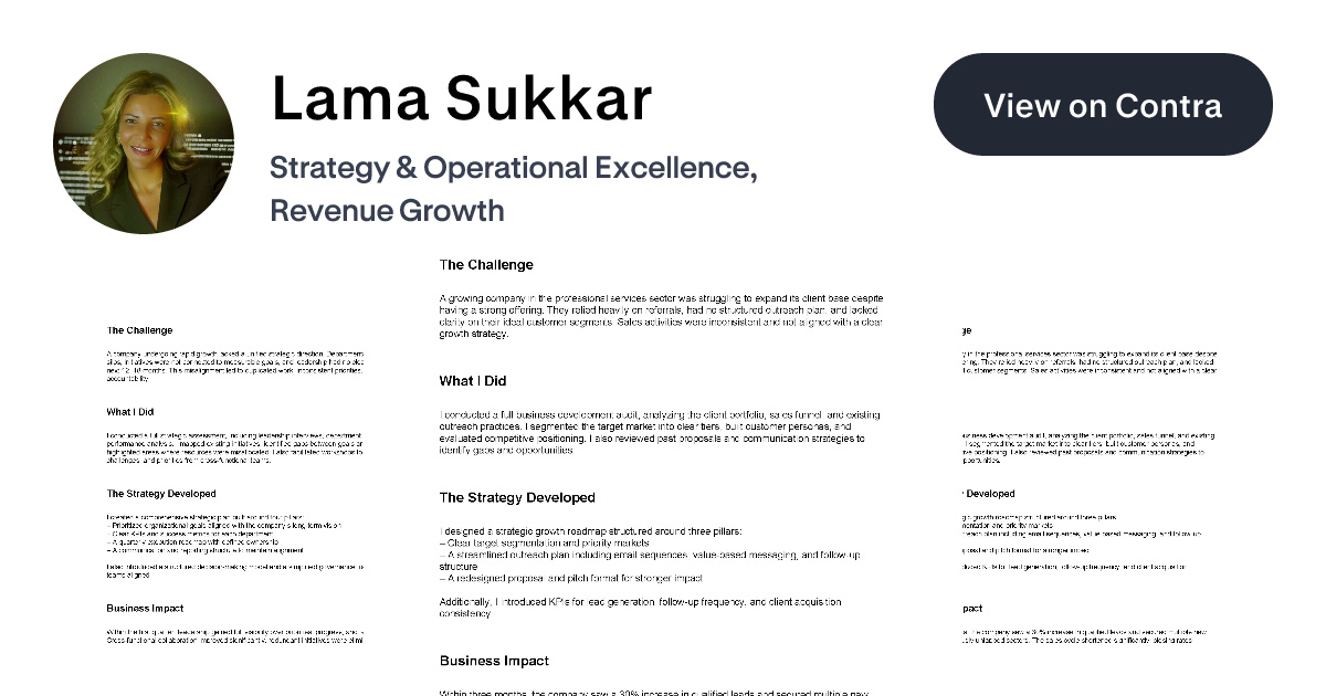 Lama Sukkar - Business Consultant | Contra