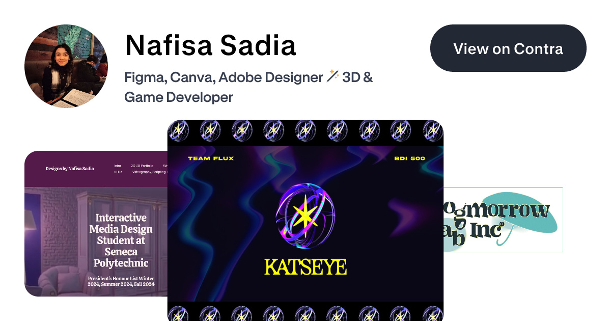 Nafisa Sadia on Contra | UI UX Designer 🪄