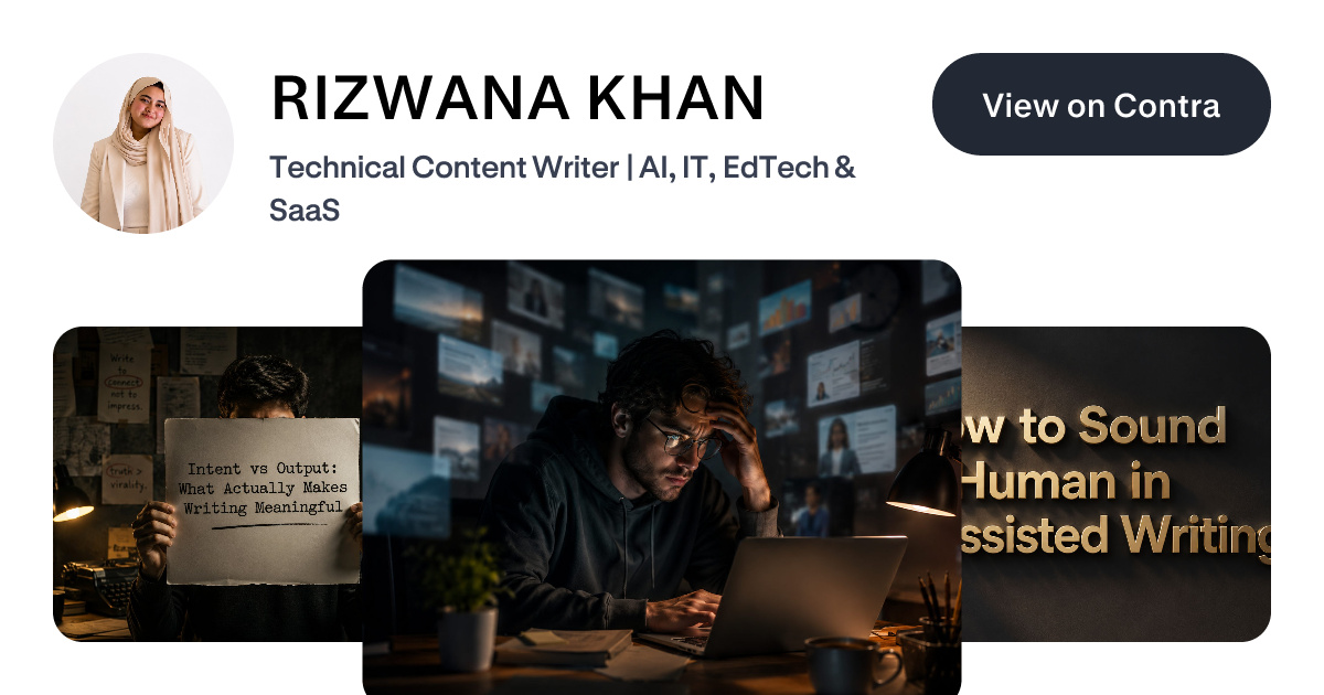 RIZWANA KHAN - Content Strategist | Contra