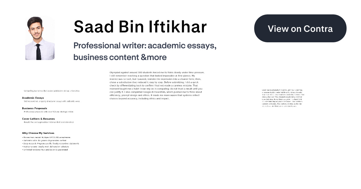 Saad Bin Iftikhar's Services | Contra