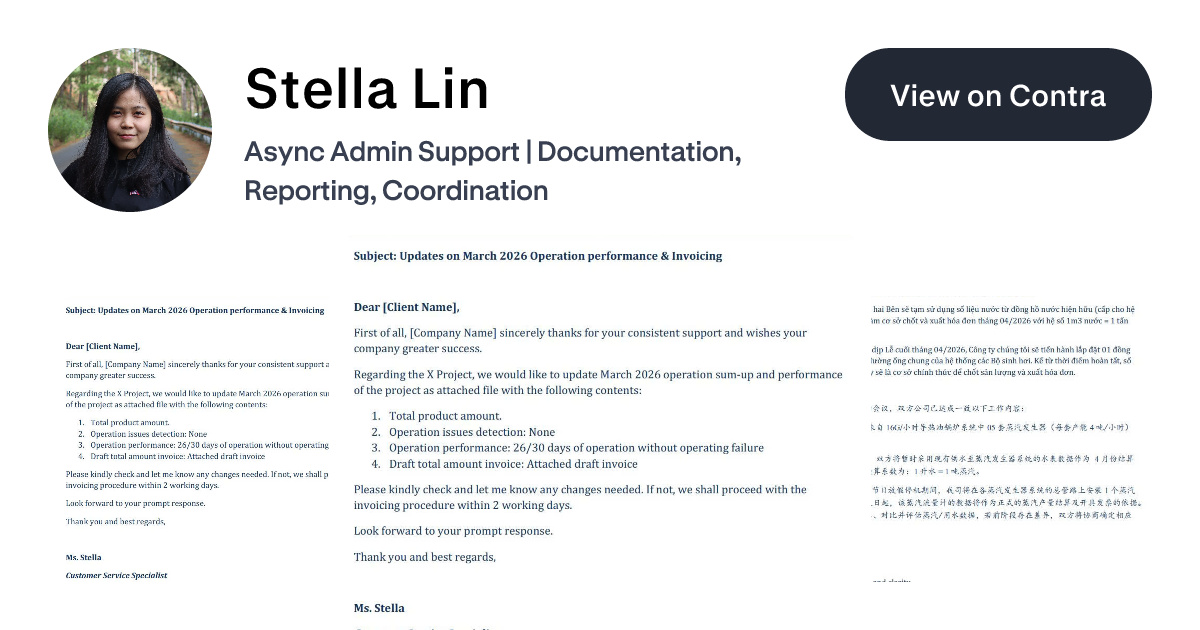 Stella Lin - Customer Support Representative | Contra